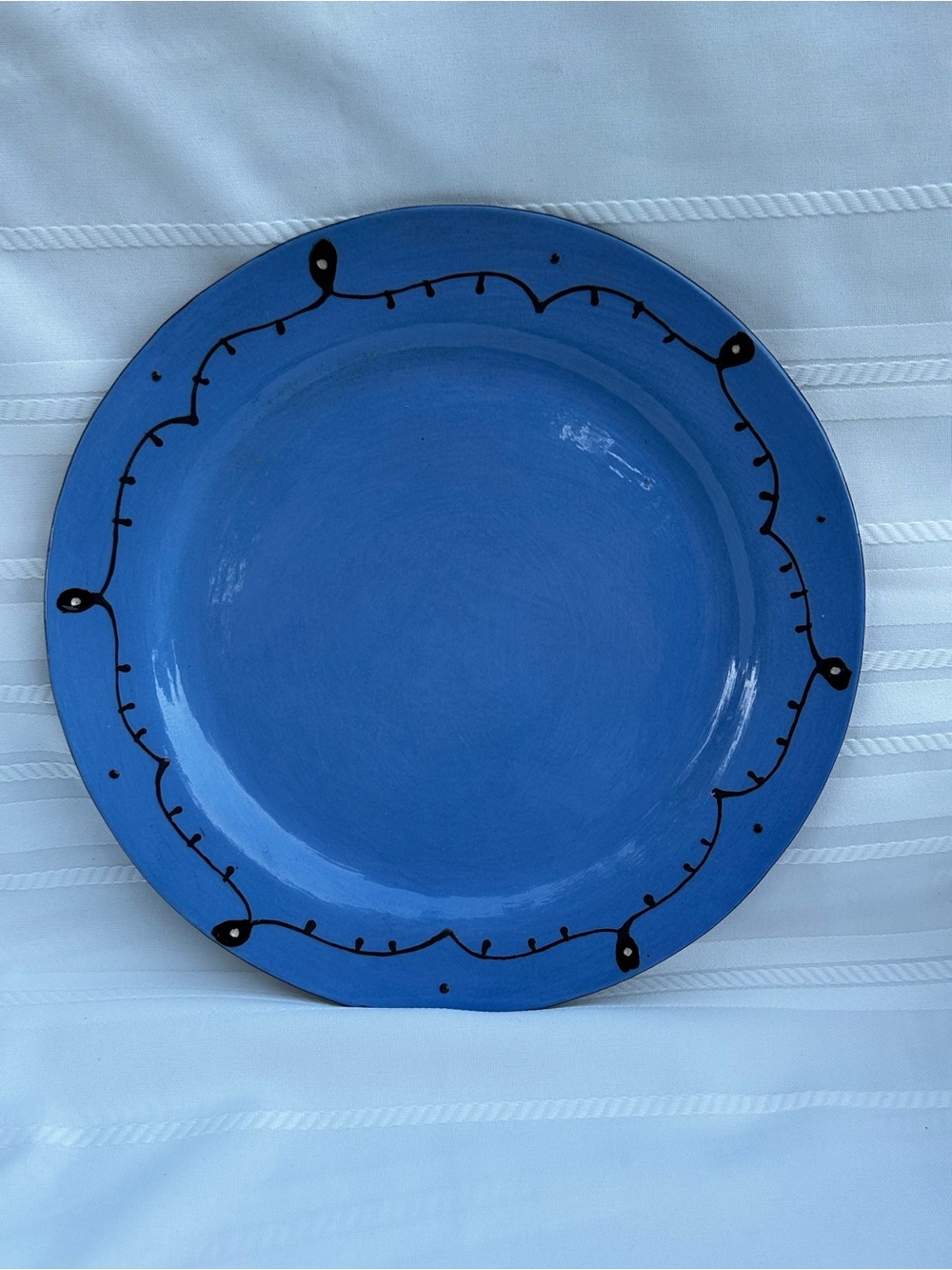 Vintage KRI KRI 93 Studio Art Pottery Blue Plate Signed Home Decor Accents Boho
